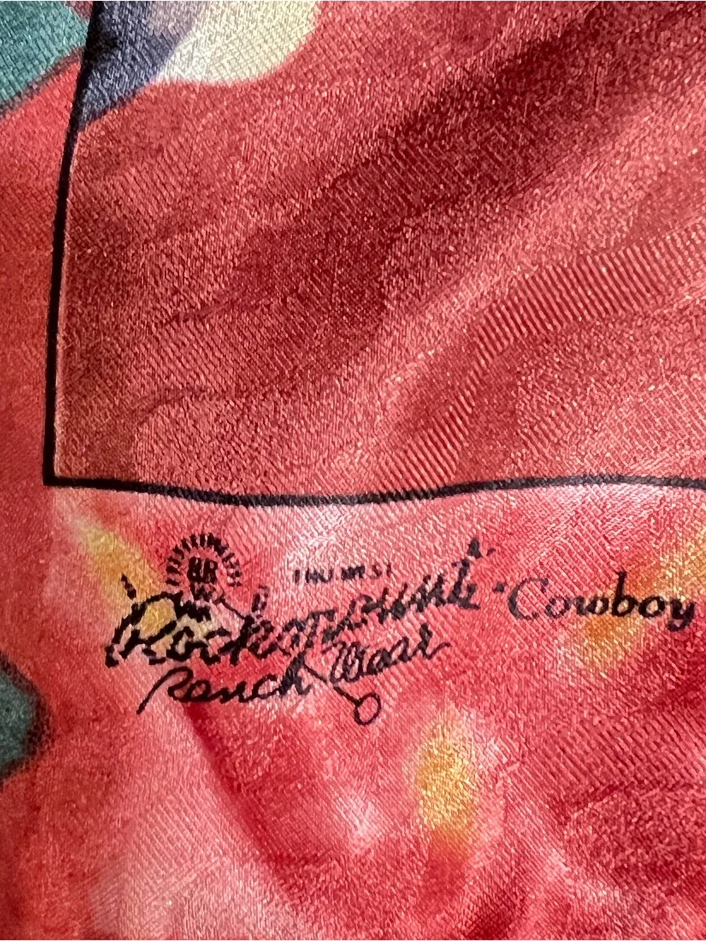 Vintage Rockmount Ranch Wear  Carrie Fell 100% Silk Western Cowboy Horse Scarf